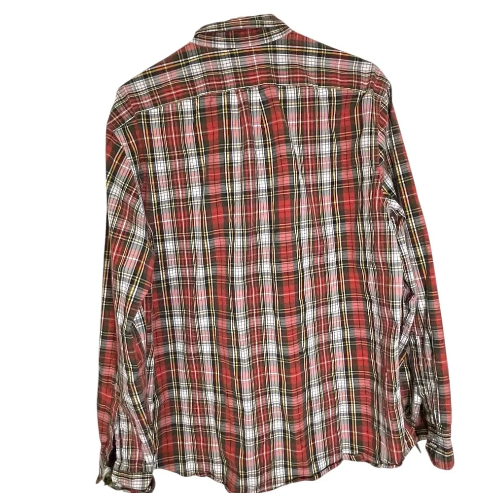 2pk J. Crew XL Red White Plaid Button Down Shirt Classic Fit‎ Preppy Heritage